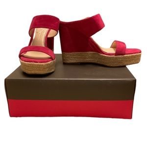 Womens pink Suede Wedge Sandal